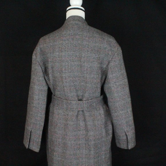NWT ZARA XS WOOL LAPEL BELTED PATTERNED HERRINGBONE LONG COAT - Picture 10 of 12